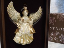 Jeweled Angel Gold Jay Strongwater Glass Ornament with Swarovski Crystals NIB  