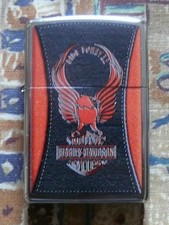 AUTOMOTIVE HARLEY DAVIDSON LEATHER EFFECT ZIPPO LIGHTER FREE P&P FREE FLINTS