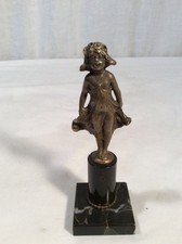 Antique Art Nouveau Bronze Figural Statue on Marble Base