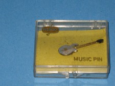 VIntage Electric Guitar Pin Pinback enamel & brass with original case c.1970's