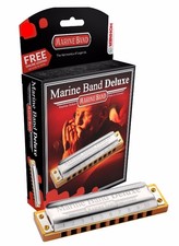 Hohner Harmonica Marine Band Deluxe Key Of Eb + Mini Harp + Instruction Book