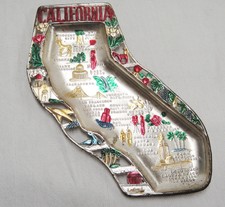 California State Silver Metal Figural Souvenir Tray Points of Interest Vintage