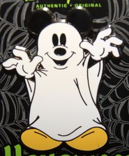 Disney Halloween Ghost Mickey Mouse Pin New On Card