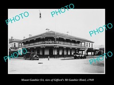 OLD LARGE HISTORIC PHOTO OF MOUNT GAMBIER SA, VIEW OF GIFFORDS HOTEL c1940