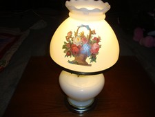 Vintage Electric White Painted Decorative Glass Shade/ Table Lamp/ Parlor Light