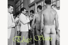 VINTAGE 1940's PHOTO NUDE MARINES LINE UP FOR INSPECTION GAY INTEREST 3