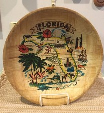 VINTAGE FLORIDA SOUVENIR BOWL FROM THE 1950'S MADE OF BAMBOO