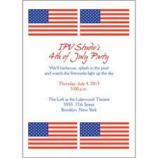 25 Personalized Fourth of July Party Invitations  - 4J-02 - American Flags