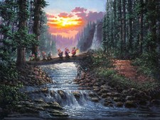 HD Print Landscape Oil Painting Wall Decor Art on Canvas,Forest Bridge 12x16inch