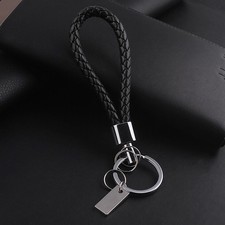 Fashion Men Black Leather Strap Key Chain Ring Keyfob Car Keyring Keychain Gifts